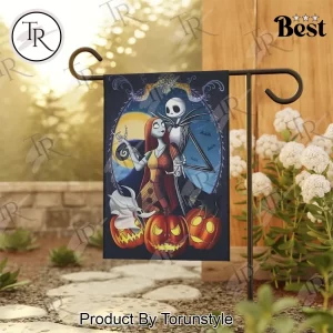 Nightmare Before Christmas Jack and Sally Spooky Halloween Outdoor Decorative Garden Flag