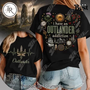 Outlander Addiction Heartbeat Standing Stones Premium Graphic T-Shirt