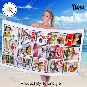 Elvis Presley Vintage Movie Poster Collage Retro Rock and Roll Beach Towel
