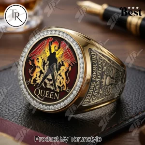 Queen Freddie Mercury Tribute Gold Plated 3D Engraved Commemorative Signet Ring