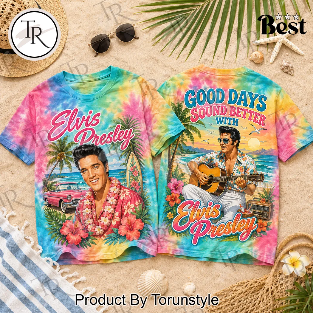 Elvis Presley Good Days Sound Better Retro Tie Dye Summer Graphic T-Shirt Elvis Presley Good Days Sound Better Retro Tie Dye Summer Graphic T-Shirt