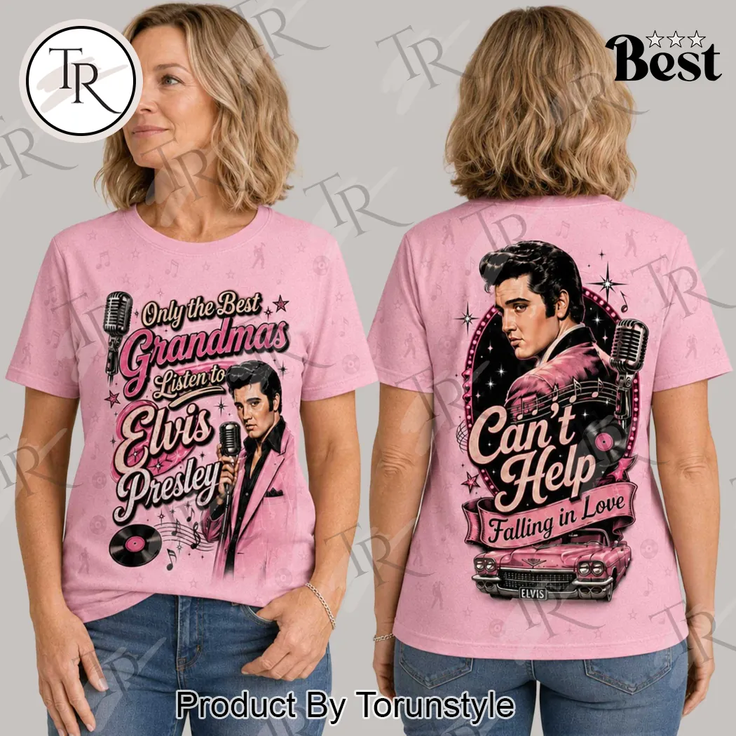 Elvis Presley Only The Best Grandmas Retro Pink Graphic T-Shirt Elvis Presley Only The Best Grandmas Retro Pink Graphic T-Shirt