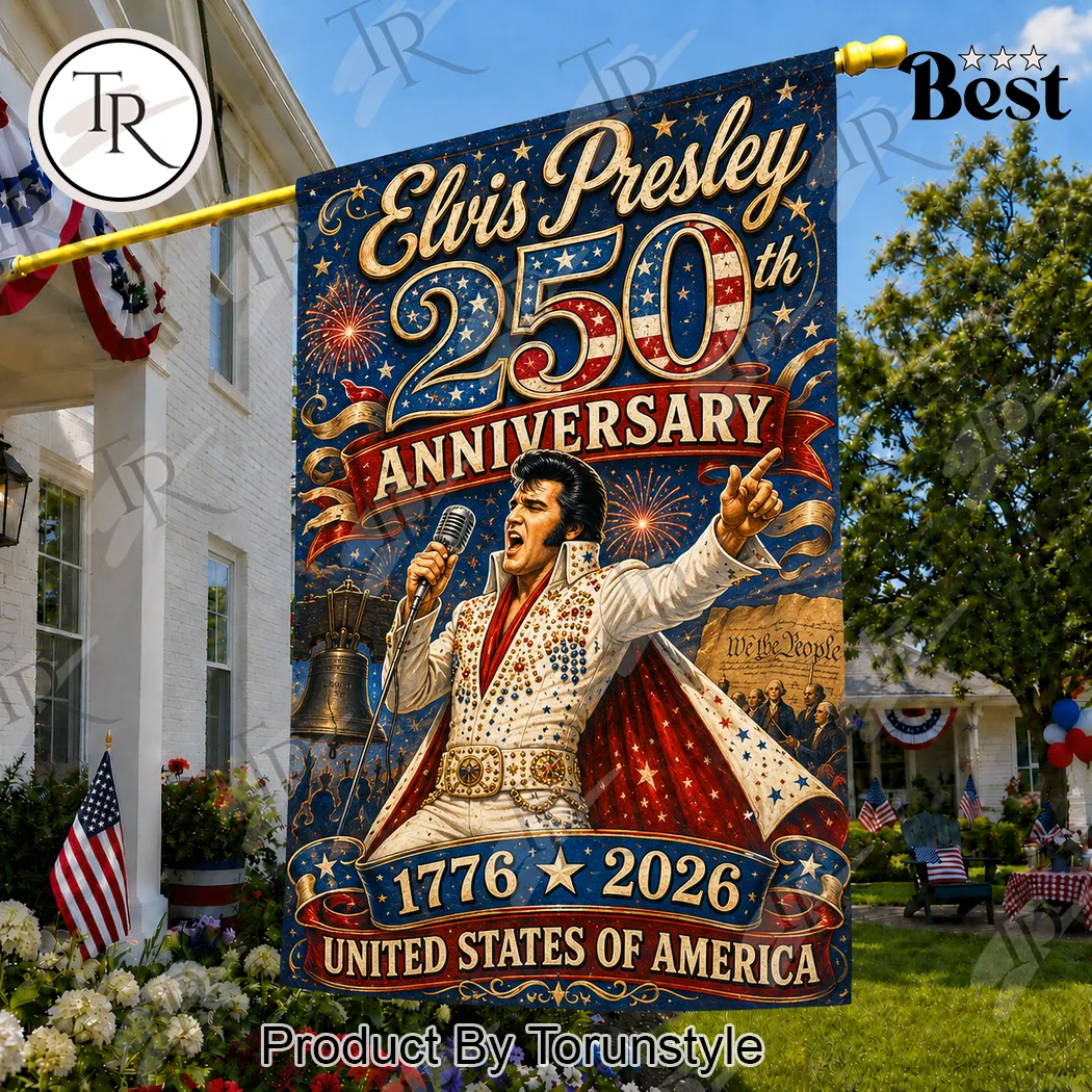 Elvis Presley Patriotic 250th Anniversary United States Garden Flag Elvis Presley Patriotic 250th Anniversary United States Garden Flag