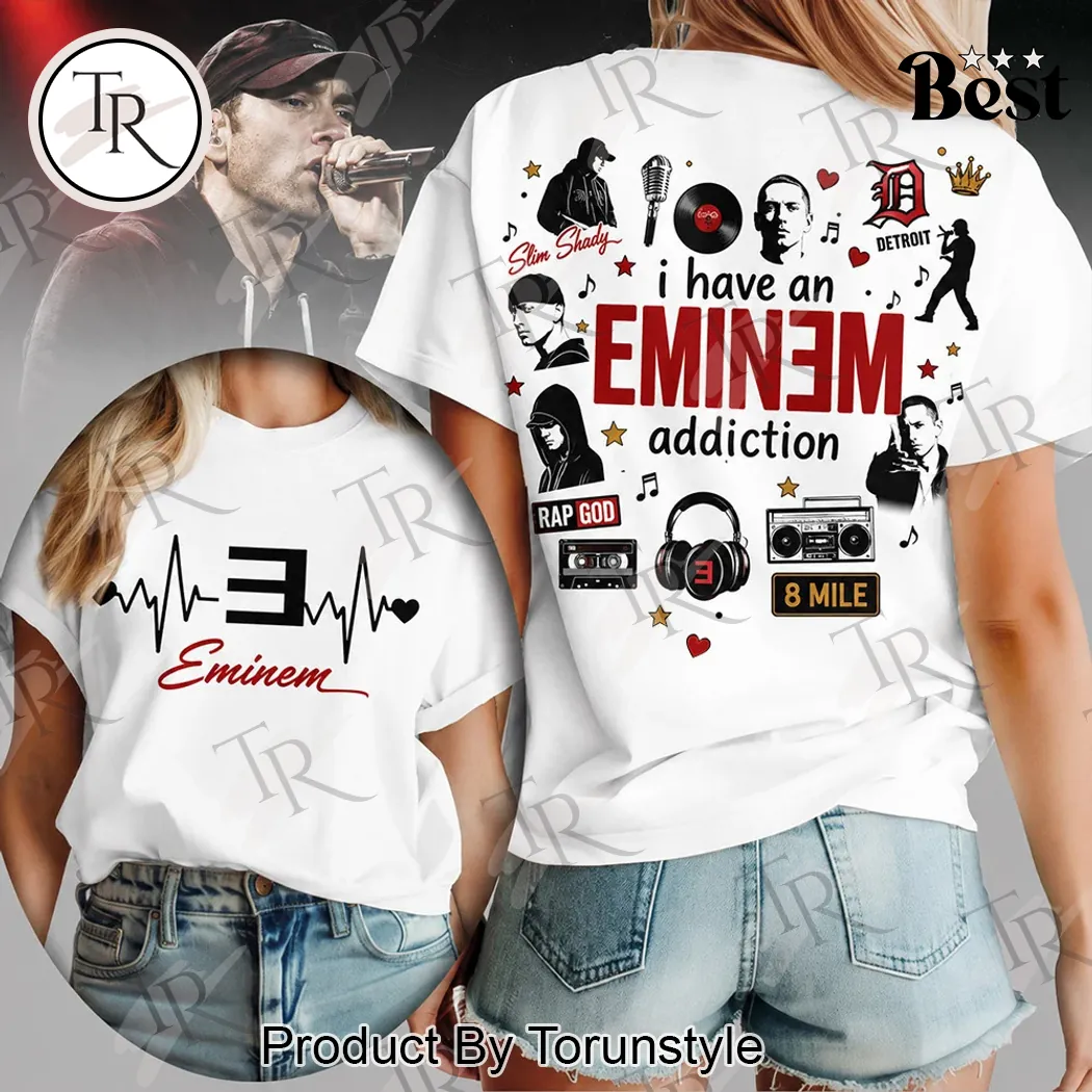 Eminem Slim Shady Rap God Heartbeat Double-Sided Graphic Hip Hop T-Shirt Eminem Slim Shady Rap God Heartbeat Double-Sided Graphic Hip Hop T-Shirt