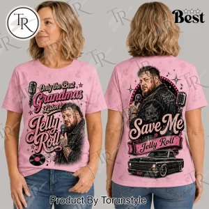 Jelly Roll Only The Best Grandmas Listen To Retro Pink Country Music Graphic T-Shirt