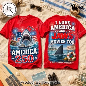 Jaws Movie America 250 Patriotic 250 Years Freedom T-Shirt Jaws Movie America 250 Patriotic 250 Years Freedom T-Shirt