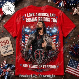WWE Roman Reigns America 250 Years Of Freedom Patriotic Graphic T-Shirt