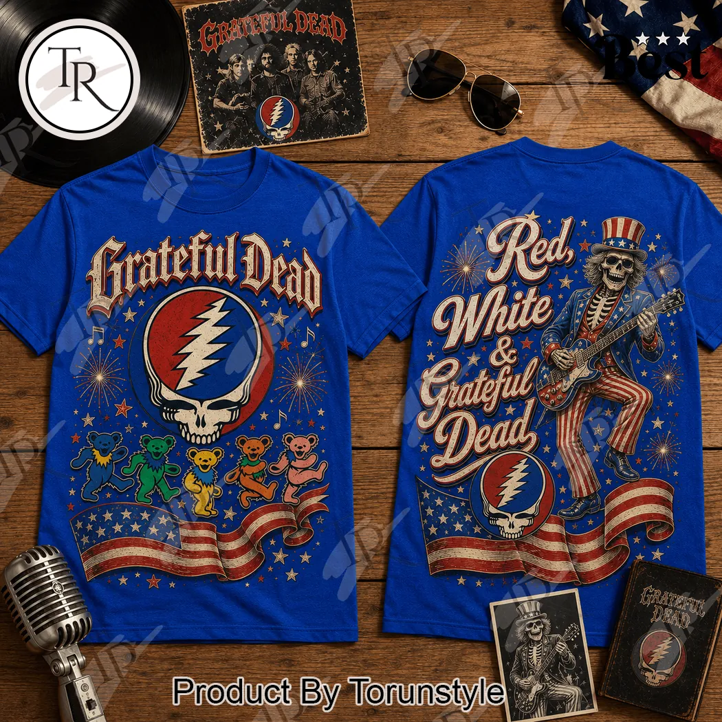 Grateful Dead Patriotic Red White and Blue Vintage Uncle Sam Graphic T-Shirt Grateful Dead Patriotic Red White and Blue Vintage Uncle Sam Graphic T-Shirt