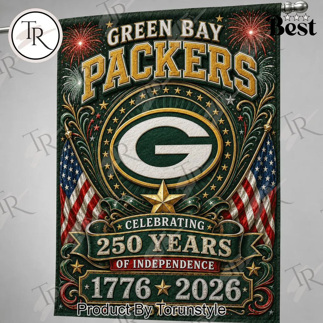 Green Bay Packers Patriotic 1776-2026 American Independence Garden Flag Green Bay Packers Patriotic 1776-2026 American Independence Garden Flag