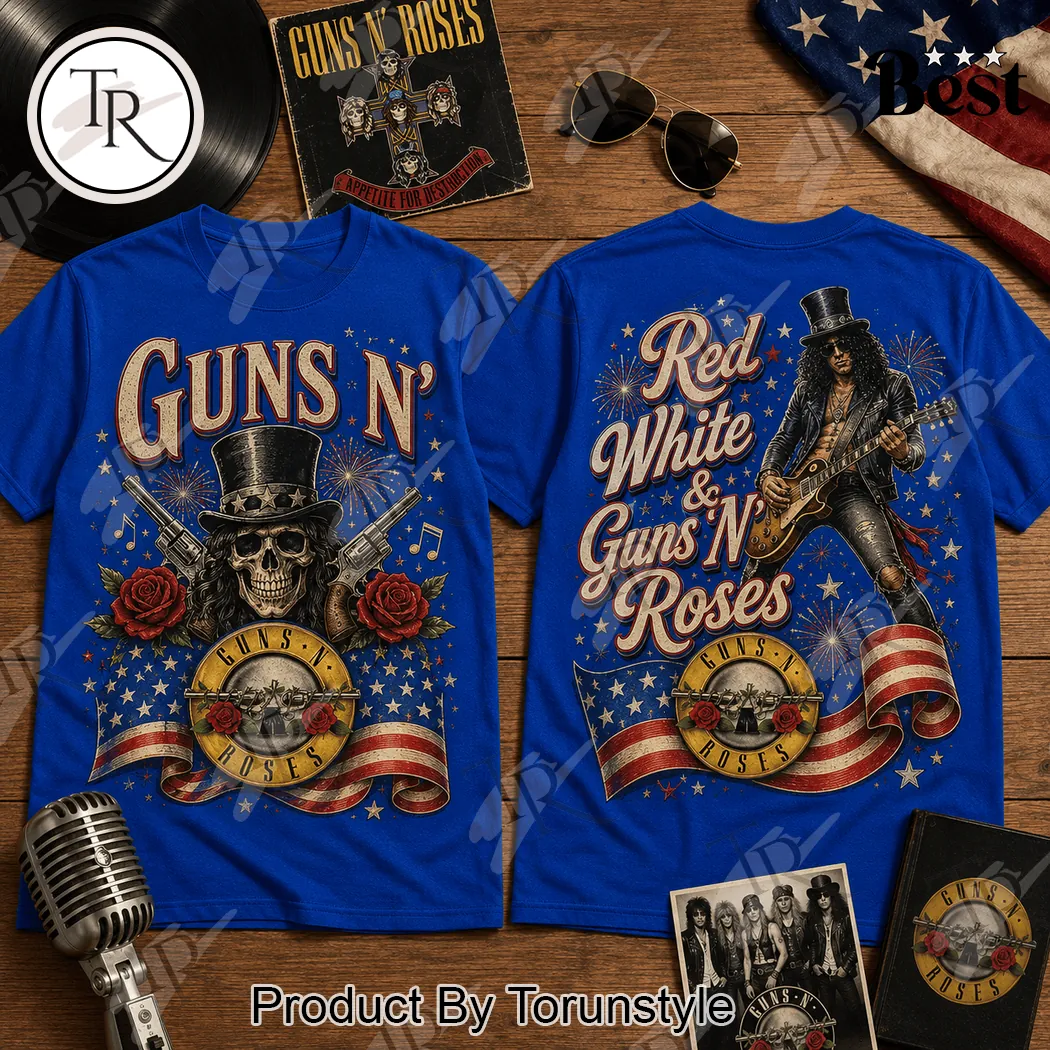 Guns N' Roses Patriotic Red White and Blue Vintage 4th of July Rock Band T-Shirt Guns N' Roses Patriotic Red White and Blue Vintage 4th of July Rock Band T-Shirt