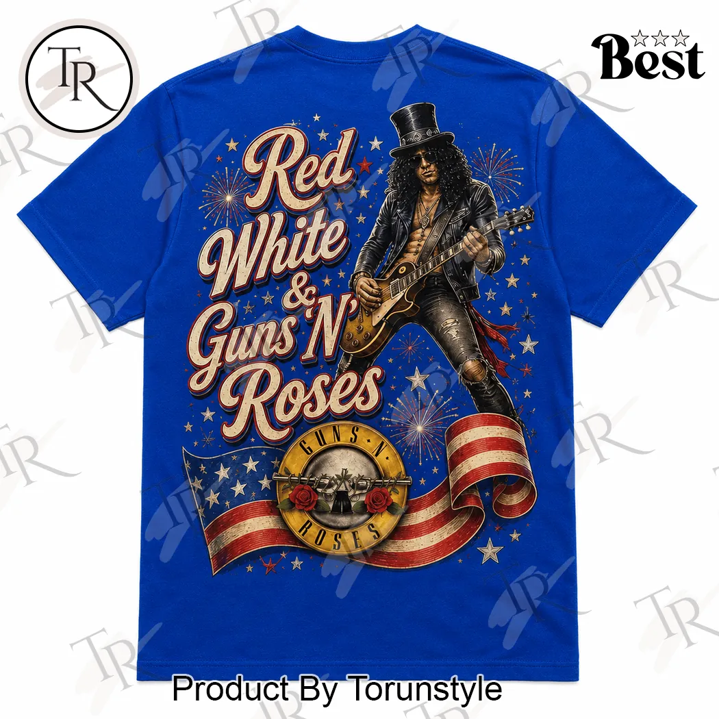 Guns N’ Roses Patriotic Red White and Blue Vintage 4th of July Rock Band T-Shirt