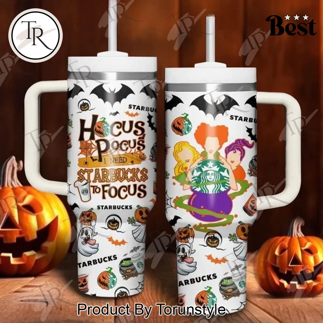 Hocus Pocus Sanderson Sisters Starbucks I Need Coffee To Focus Halloween 40oz  Tumbler