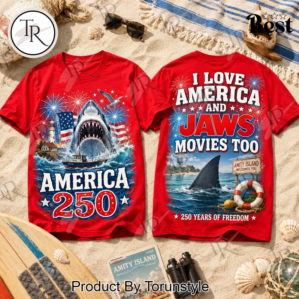 Jaws Movie America 250 Patriotic 250 Years Freedom T-Shirt Jaws Movie America 250 Patriotic 250 Years Freedom T-Shirt