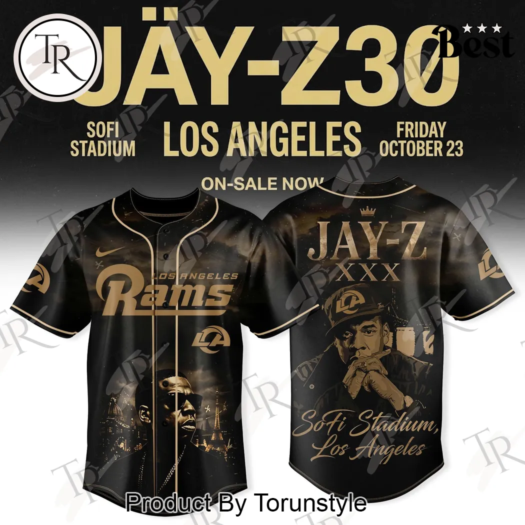 JAY-Z Los Angeles Rams Limited Edition Black Gold Baseball Jersey JAY-Z Los Angeles Rams Limited Edition Black Gold Baseball Jersey