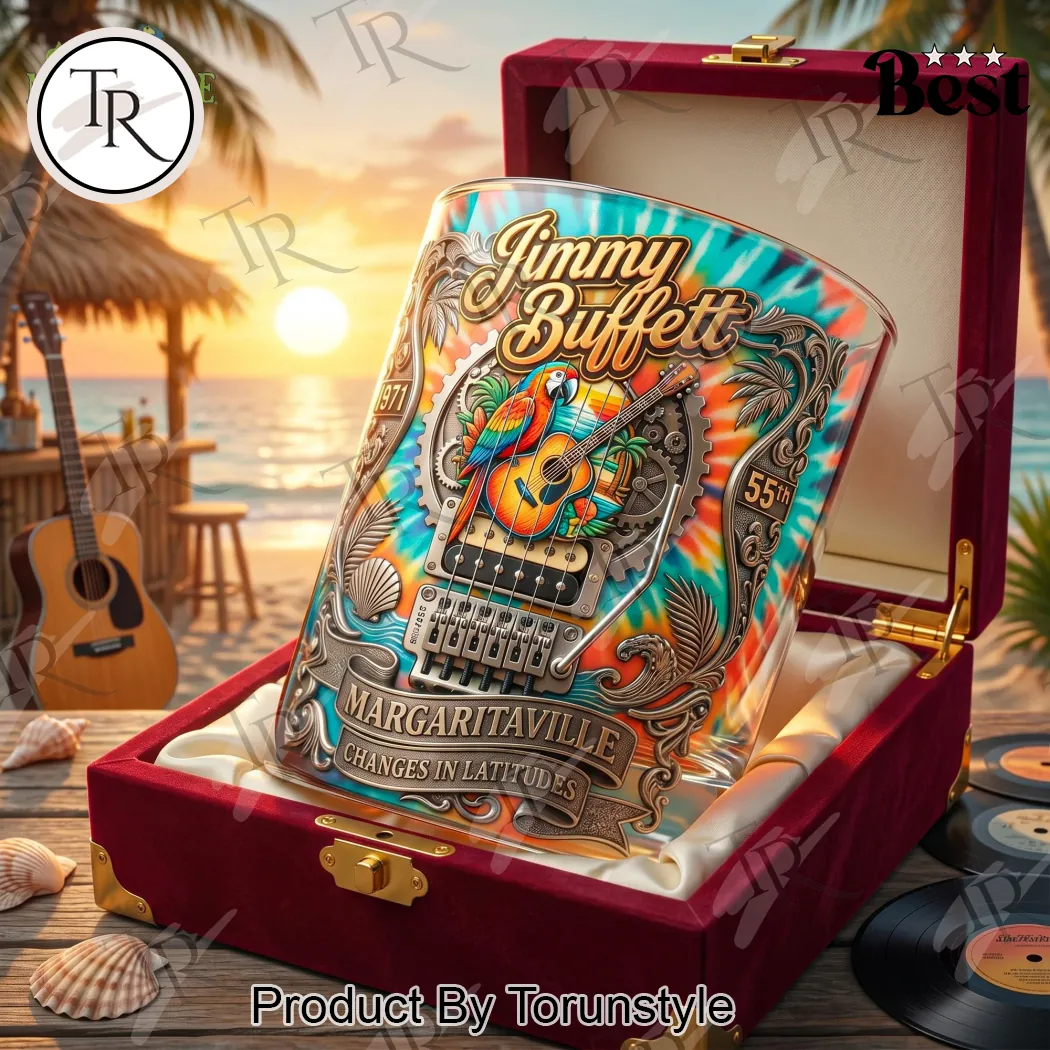 Jimmy Buffett Margaritaville Changes in Latitudes Commemorative 3D Embossed Whiskey Glass Jimmy Buffett Margaritaville Changes in Latitudes Commemorative 3D Embossed Whiskey Glass