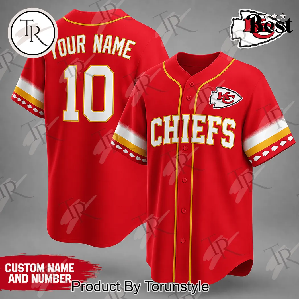 Kansas City Chiefs Personalized NFL Fan Baseball Jersey Kansas City Chiefs Personalized NFL Fan Baseball Jersey