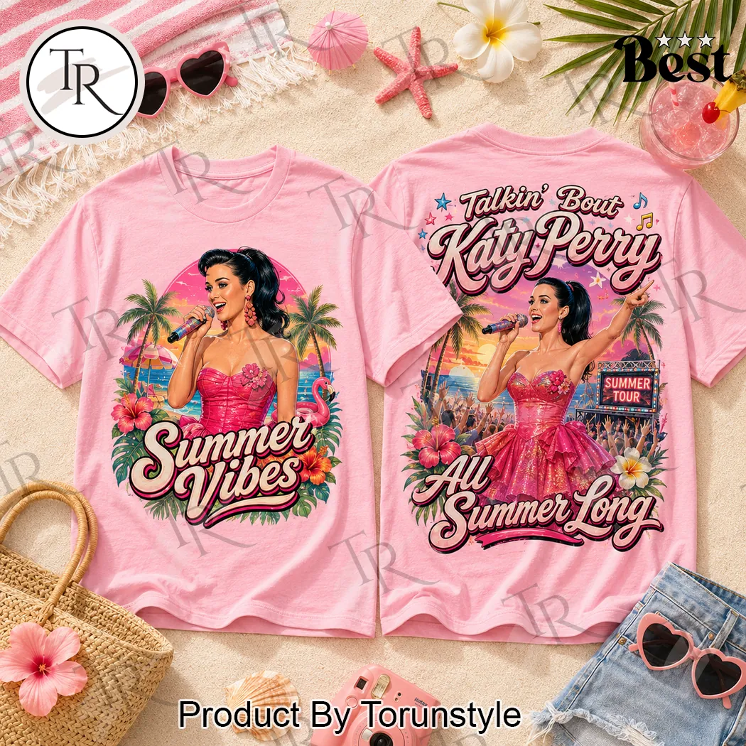 Katy Perry Summer Vibes Retro Pink Concert Graphic T-Shirt Katy Perry Summer Vibes Retro Pink Concert Graphic T-Shirt