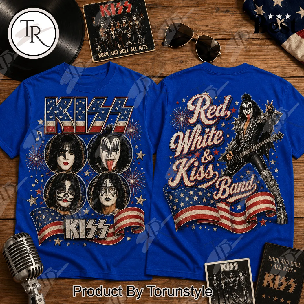 KISS Band Patriotic American Flag Vintage Rock Graphic T-Shirt KISS Band Patriotic American Flag Vintage Rock Graphic T-Shirt