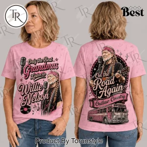 Willie Nelson Only The Best Grandmas Retro Country Music Pink Graphic T-Shirt