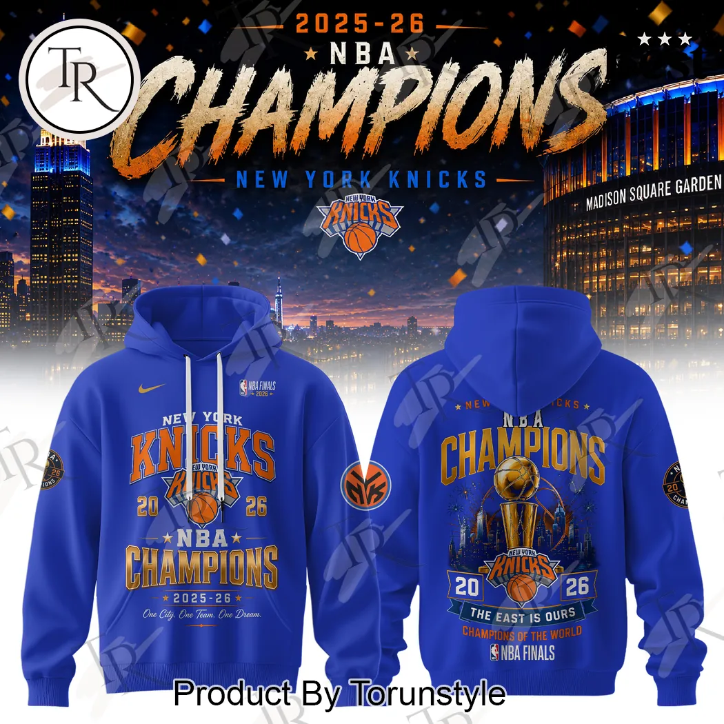 New York Knicks 2026 NBA Champions Commemorative Graphic Pullover Hoodie New York Knicks 2026 NBA Champions Commemorative Graphic Pullover Hoodie