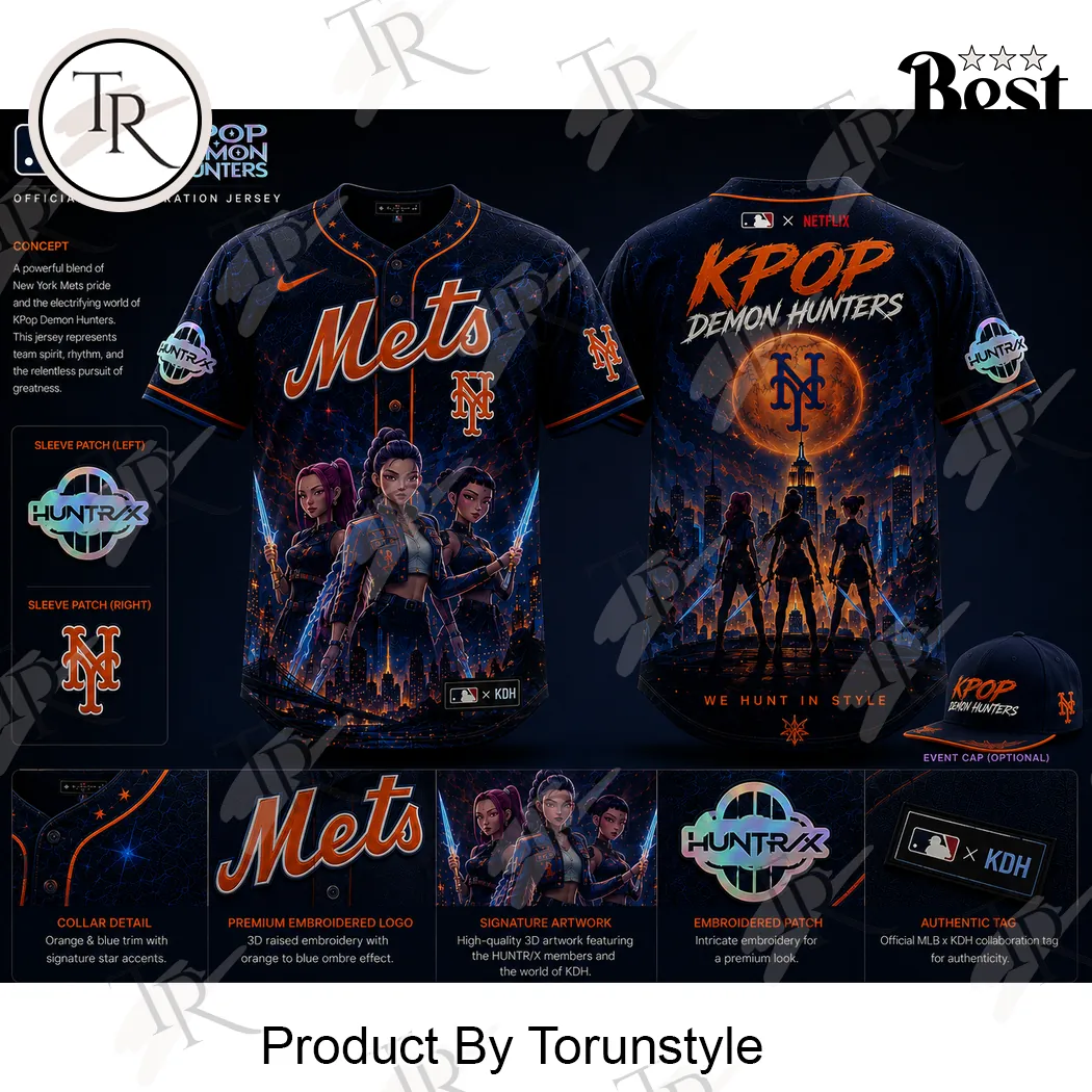 New York Mets x KPop Demon Hunters Official Collaboration 2026 Special Edition Premium Embroidered Baseball Jersey New York Mets x KPop Demon Hunters Official Collaboration 2026 Special Edition Premium Embroidered Baseball Jersey
