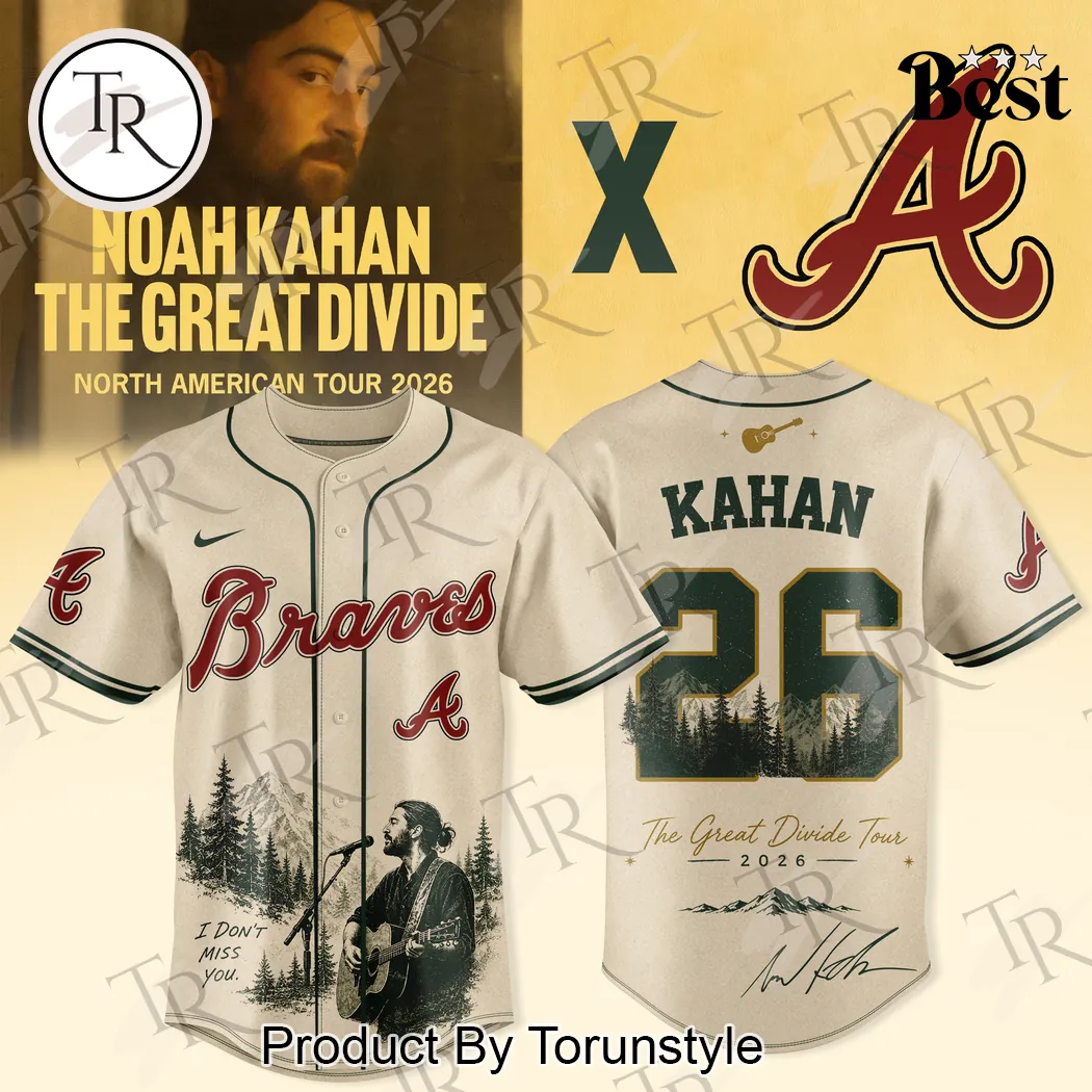 Noah Kahan The Great Divide Tour 2026 Braves MLB Edition Baseball Jersey Noah Kahan The Great Divide Tour 2026 Braves MLB Edition Baseball Jersey