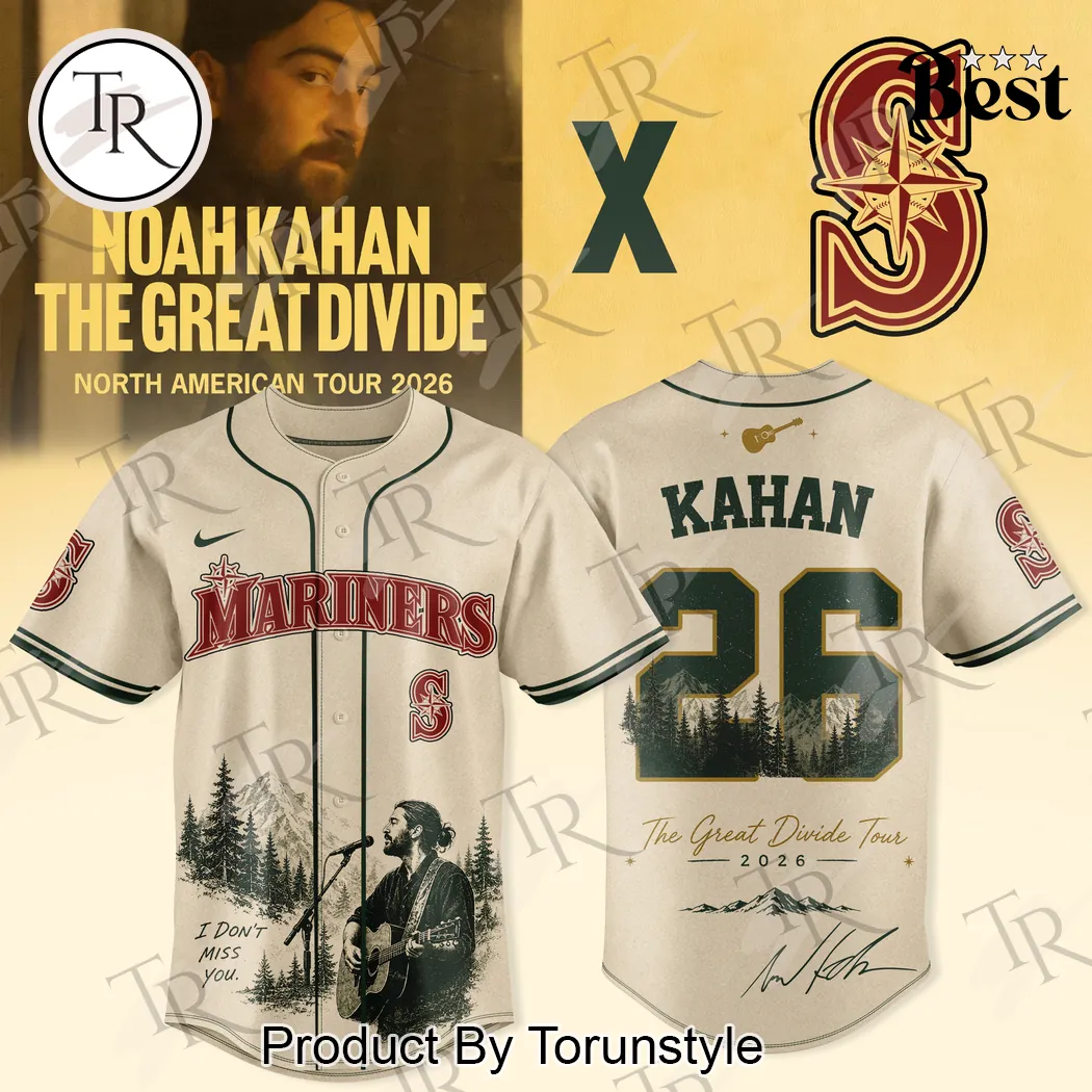 Noah Kahan The Great Divide Tour 2026 Mariners MLB Edition Baseball Jersey Noah Kahan The Great Divide Tour 2026 Mariners MLB Edition Baseball Jersey
