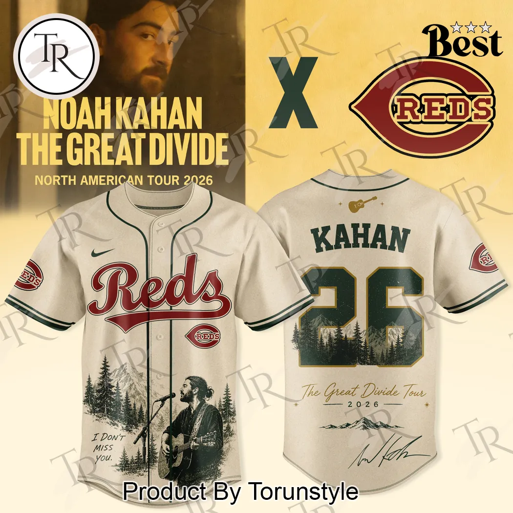 Noah Kahan The Great Divide Tour 2026 Reds MLB Collaboration Baseball Jersey Noah Kahan The Great Divide Tour 2026 Reds MLB Collaboration Baseball Jersey