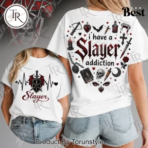 Gothic Vampire Slayer Addiction Heartbeat Graphic White T-Shirt Gothic Vampire Slayer Addiction Heartbeat Graphic White T-Shirt