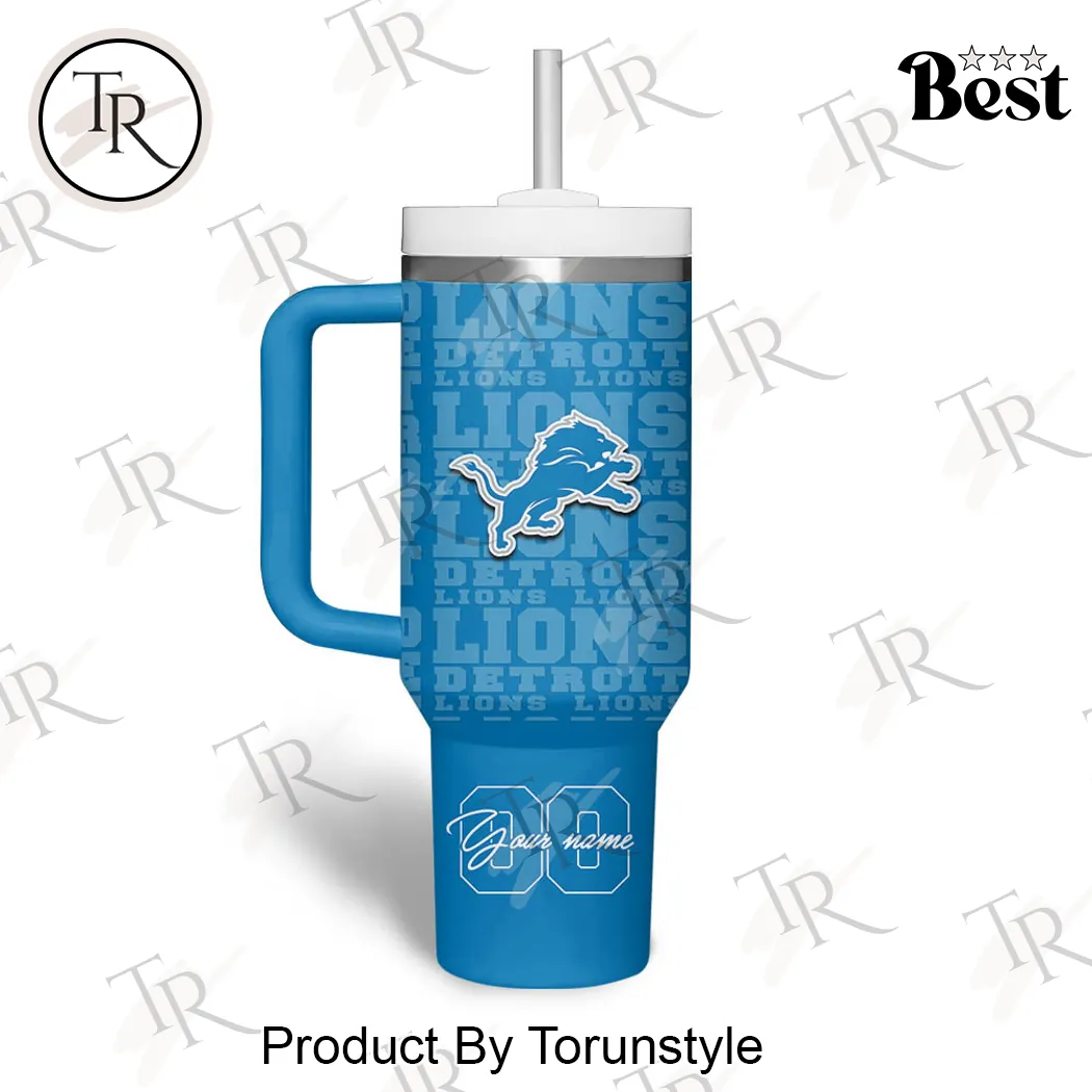 Official NFL Detroit Lions Personalized Custom Name Number 40oz Tumbler Official NFL Detroit Lions Personalized Custom Name Number 40oz Tumbler