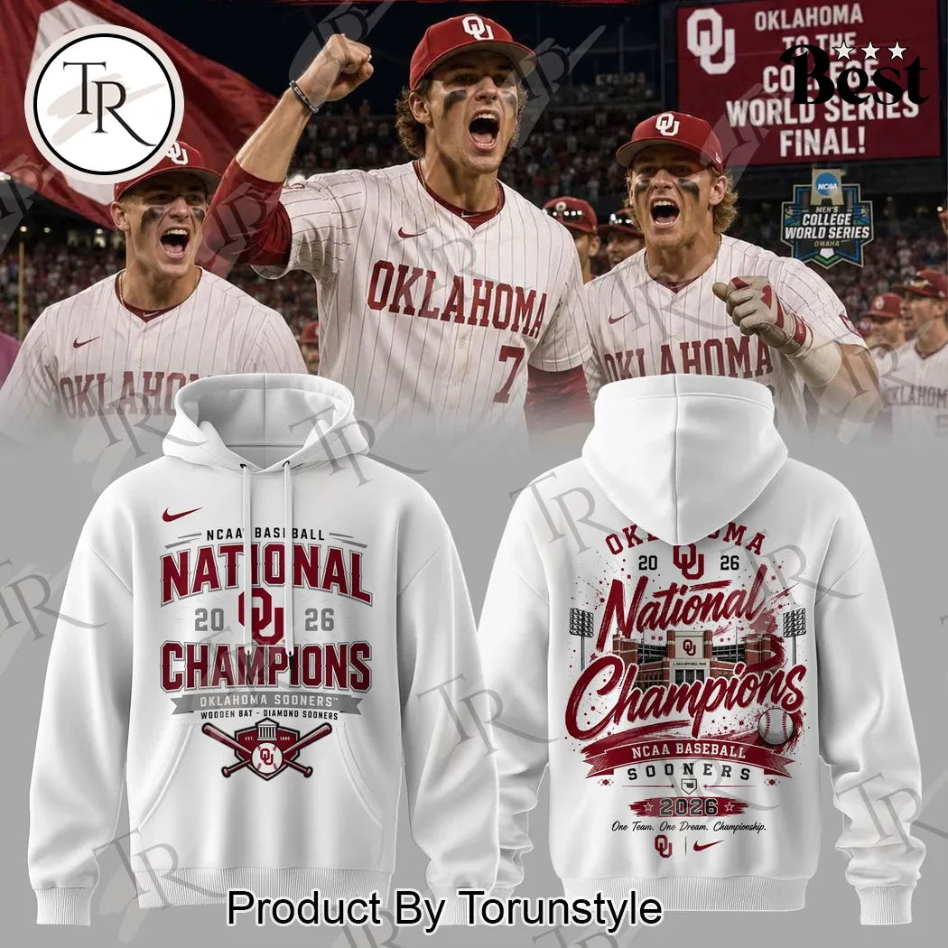 Oklahoma Sooners 2026 NCAA Baseball National Champions Commemorative White Pullover Hoodie Oklahoma Sooners 2026 NCAA Baseball National Champions Commemorative White Pullover Hoodie