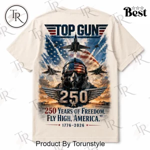 Top Gun 250 Years of Freedom Patriotic America 250th Anniversary Graphic T-Shirt