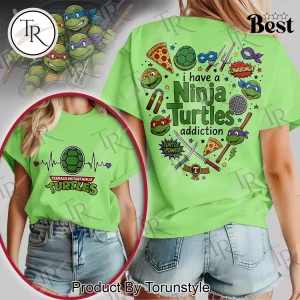 Retro Teenage Mutant Ninja Turtles Heartbeat TMNT Addiction Graphic T-Shirt