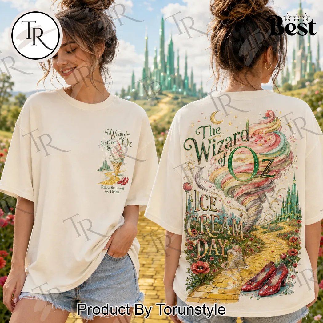 Retro The Wizard of Oz Ice Cream Day Graphic Oversized T-Shirt Retro The Wizard of Oz Ice Cream Day Graphic Oversized T-Shirt