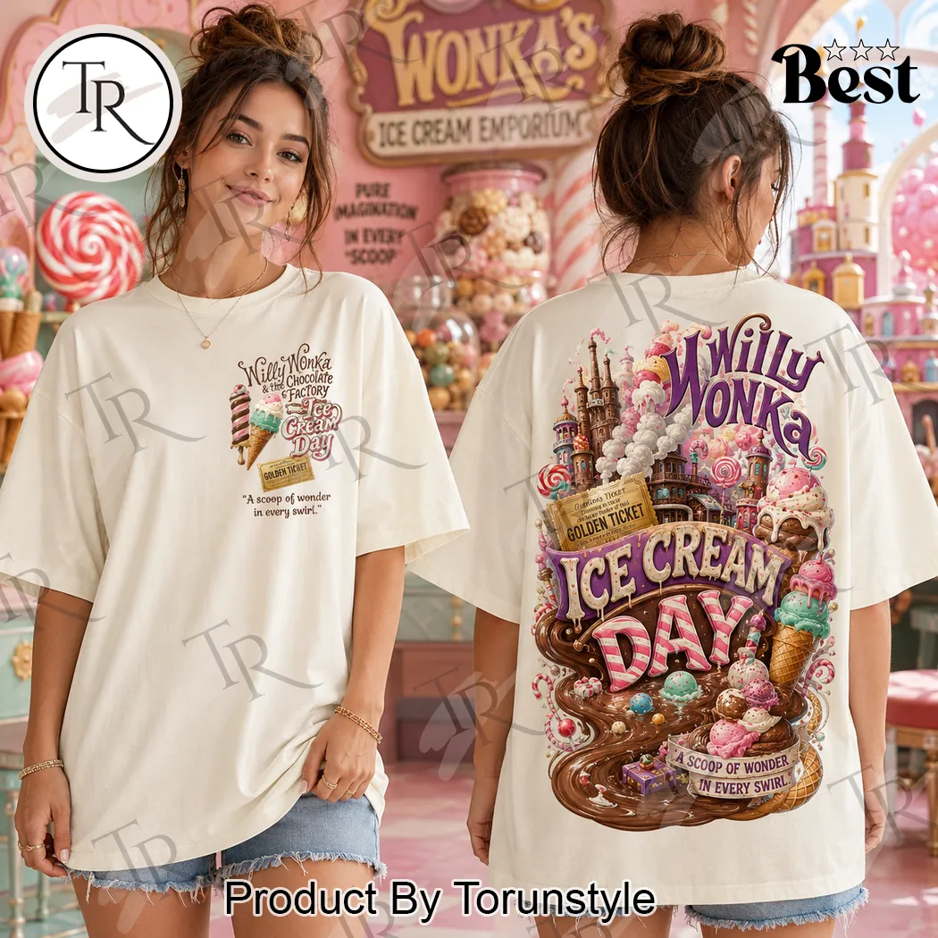 Retro Willy Wonka Candy Land Ice Cream Day Aesthetic Oversized T-Shirt Retro Willy Wonka Candy Land Ice Cream Day Aesthetic Oversized T-Shirt
