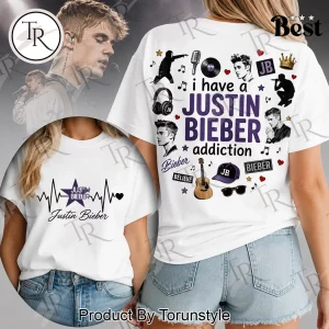 Justin Bieber Heartbeat Belieber Fan Double Sided Graphic T-Shirt