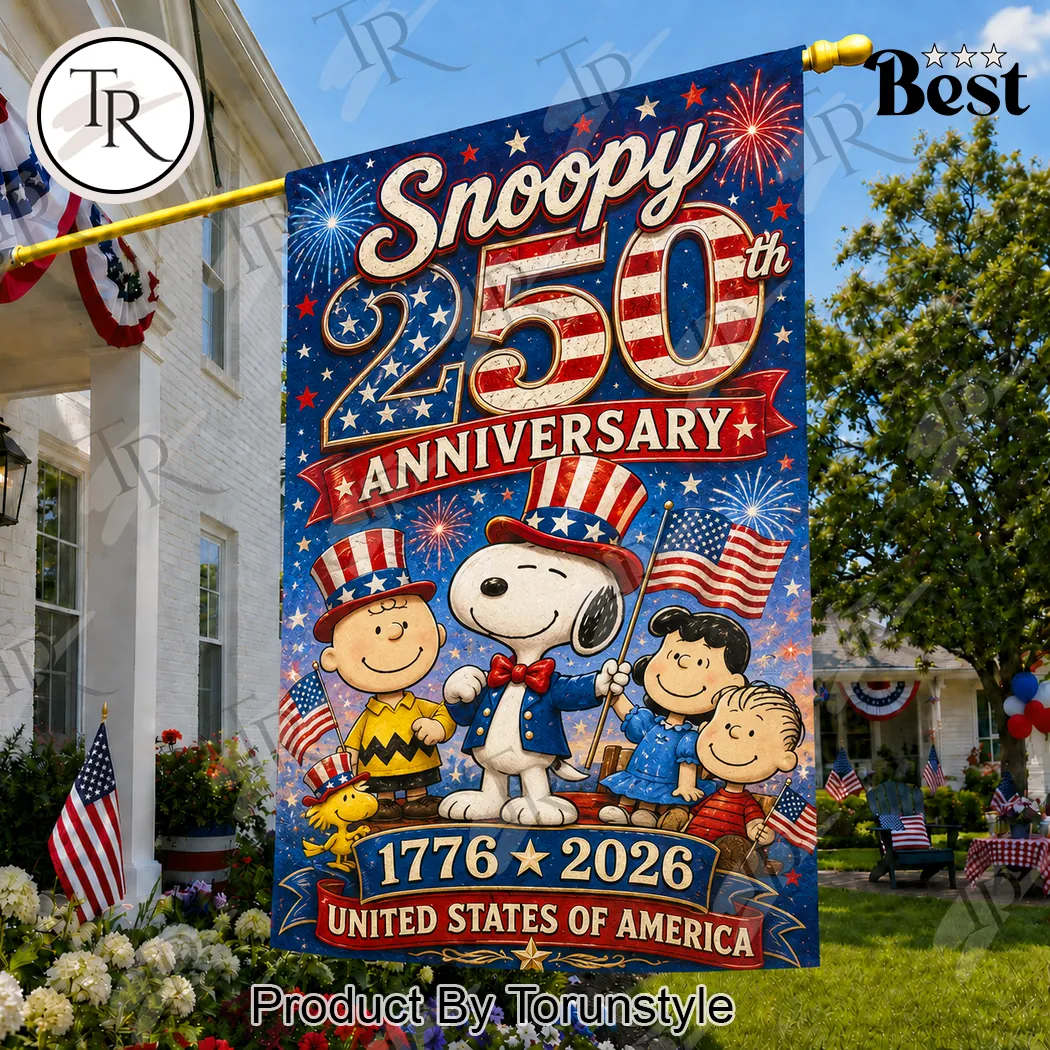 Snoopy Peanuts 250th Anniversary USA Patriotic Garden Flag Snoopy Peanuts 250th Anniversary USA Patriotic Garden Flag