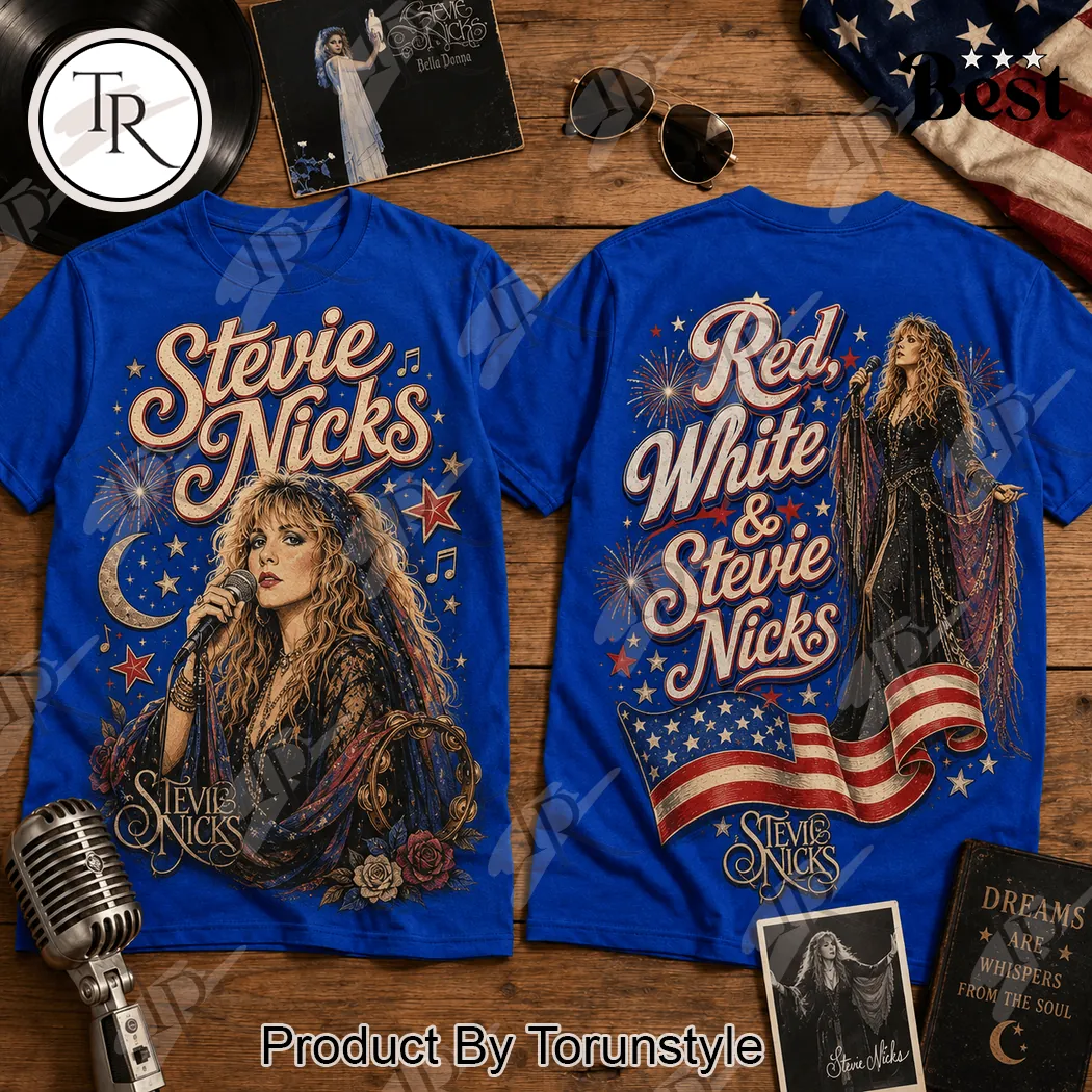 Stevie Nicks Red White and Blue Patriotic 4th of July Vintage Graphic T-Shirt Stevie Nicks Red White and Blue Patriotic 4th of July Vintage Graphic T-Shirt