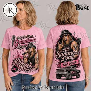 Kid Rock Only The Best Grandmas Listen To Kid Rock Pink Retro Music Graphic T-Shirt