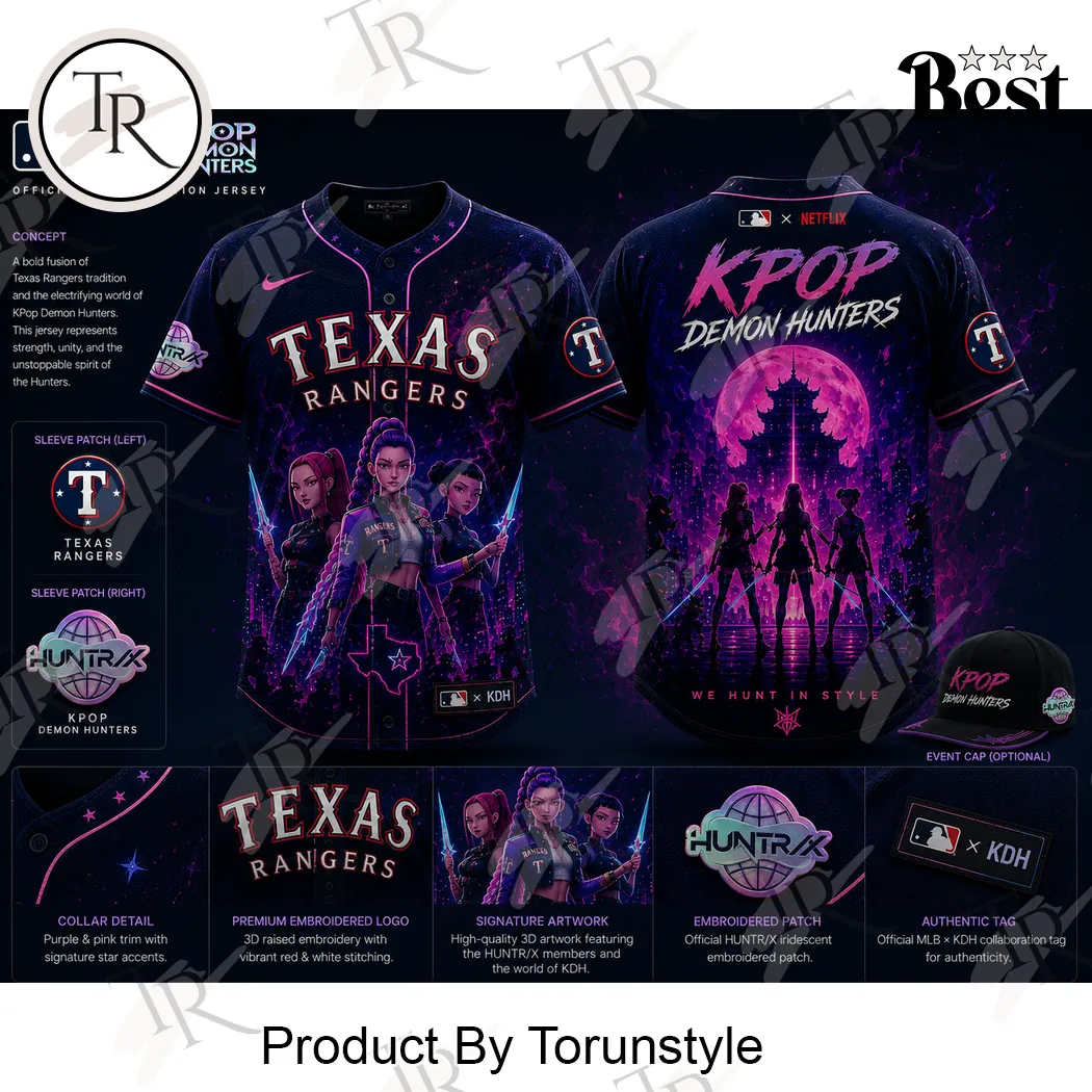 Texas Rangers MLB x KPop Demon Hunters Netflix Collab 2026 Special Edition Baseball Jersey Texas Rangers MLB x KPop Demon Hunters Netflix Collab 2026 Special Edition Baseball Jersey