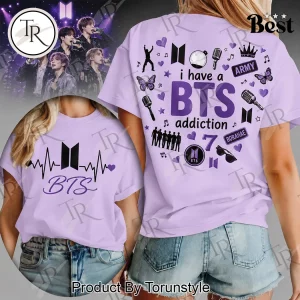 BTS Army K-Pop Fan Heartbeat Purple Borahae Graphic T-Shirt