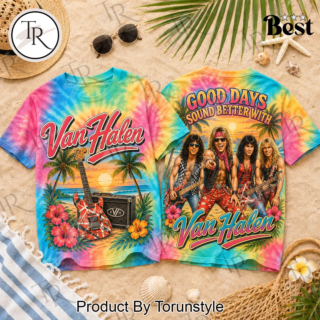 Van Halen Good Days Sound Better Retro Tie Dye Graphic T-Shirt Van Halen Good Days Sound Better Retro Tie Dye Graphic T-Shirt