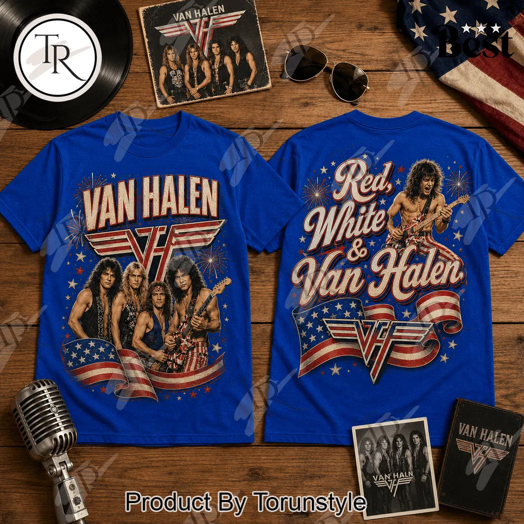 Van Halen Red White and Blue Patriotic Vintage Classic Rock Graphic T-Shirt Van Halen Red White and Blue Patriotic Vintage Classic Rock Graphic T-Shirt