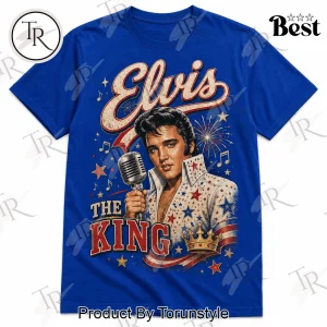 Elvis Presley The King Patriotic Red White and Blue Vintage Graphic T-Shirt