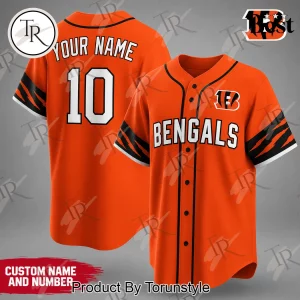 Cincinnati Bengals NFL Custom Name Number Personalized Baseball Jersey