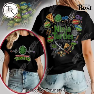 Retro Teenage Mutant Ninja Turtles Heartbeat TMNT Addiction Graphic T-Shirt