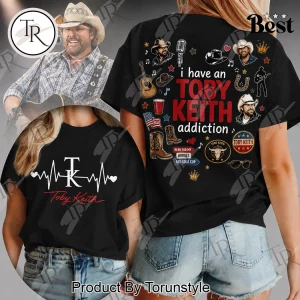 Toby Keith Country Music Fan Tribute Heartbeat Graphic Double Sided T-Shirt