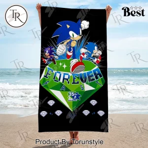 Sonic the Hedgehog 35th Anniversary Forever Fast Commemorative Beach Towel Sonic the Hedgehog 35th Anniversary Forever Fast Commemorative Beach Towel