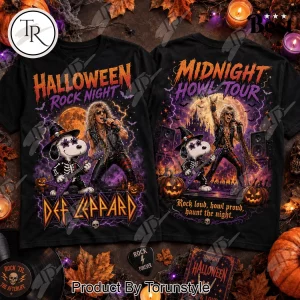Def Leppard x Snoopy Halloween Midnight Howl Tour Vintage Rock Graphic T-Shirt