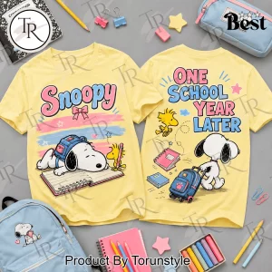 Cute Snoopy Back to School One School Year Later Yellow Graphic T-Shirt Cute Snoopy Back to School One School Year Later Yellow Graphic T-Shirt